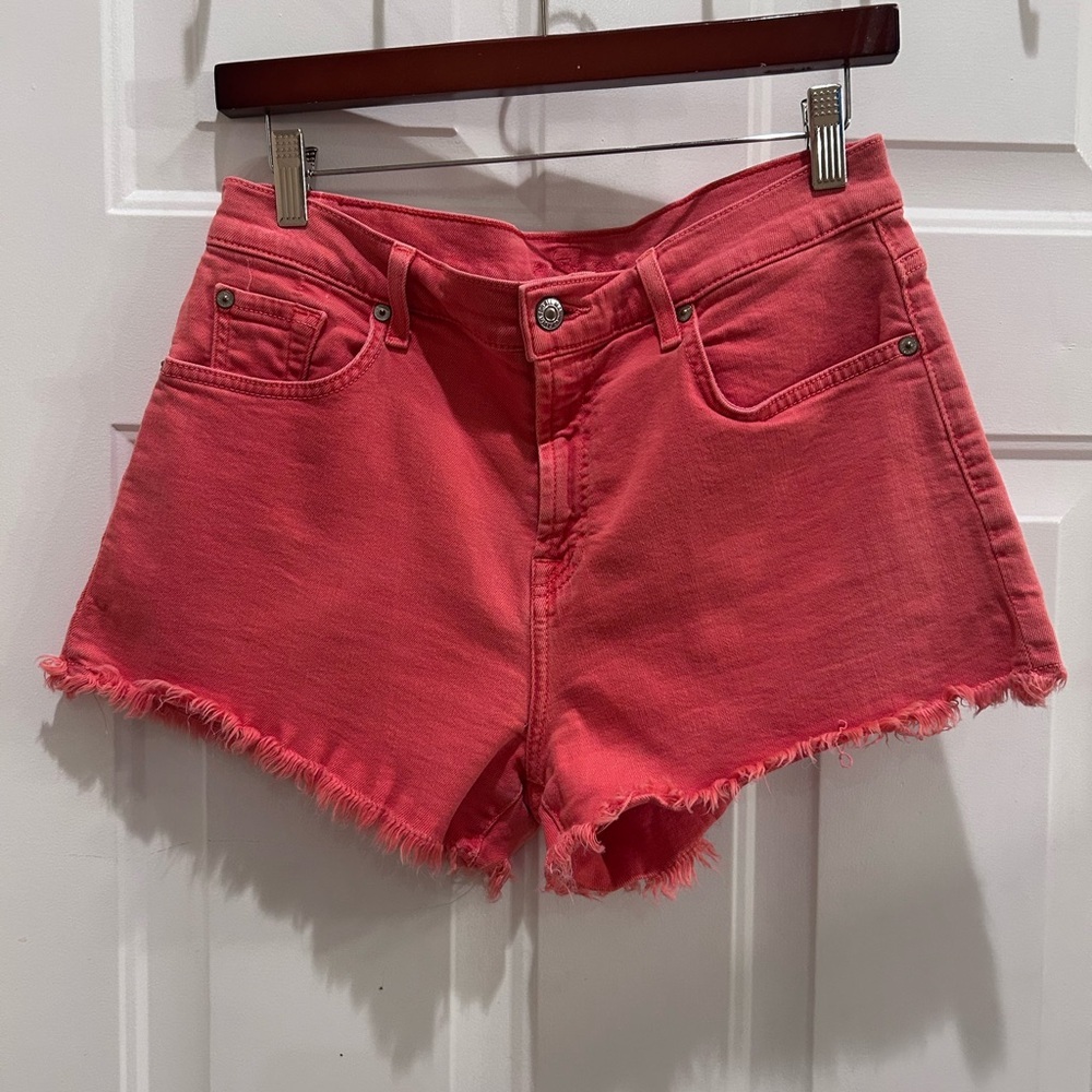 7 For All Mankind Vibrant Coral Jean Shorts